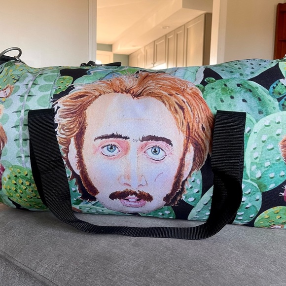 Nicolas Cage Raising Arizona Cactus Acid Trip XL Duffel - Nic Cage Weekend Bags - Picture 8 of 10